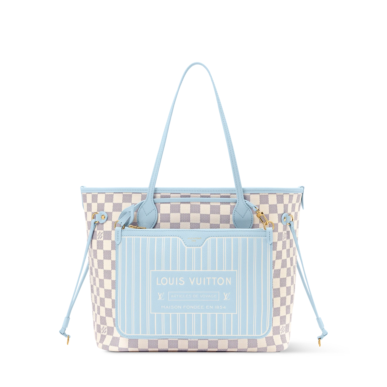 路易威登-neverfull-inside-out-中号手袋-damier-azur-canvas-时尚手袋--N40946_PM2_Front view NEVERFULL INSIDE OUT Medium Handbag